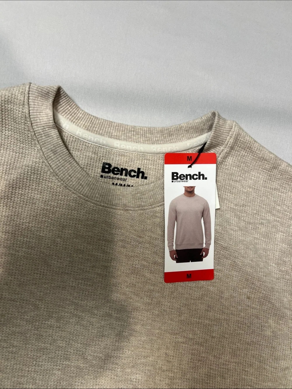 Bench Men's Crewneck Sweater in Heather Oatmeal Size M